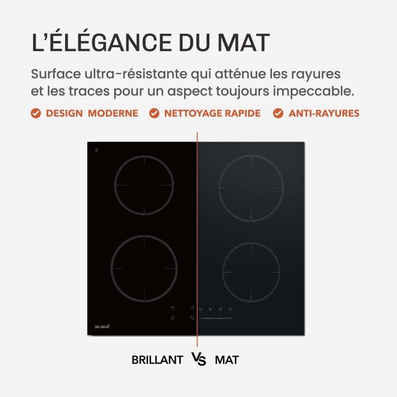 BELDEKO Plaque Induction 2 Feux Flex 3500W Noir Mat - Marque Française
