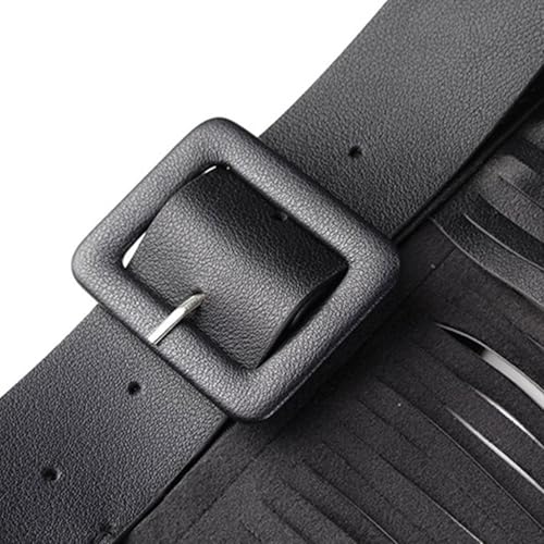 Yuppie Fringe Waistband for Women Elegant Hip Scarf Belt Black Long Fringe Girdle Belt Stylish Accessory4