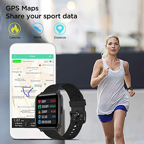 Smartwatch, smartwatch heren met vrij te kiezen achtergrondafbeelding,fitnesstracker horloges met hartslagmeters, 16… - Image 4