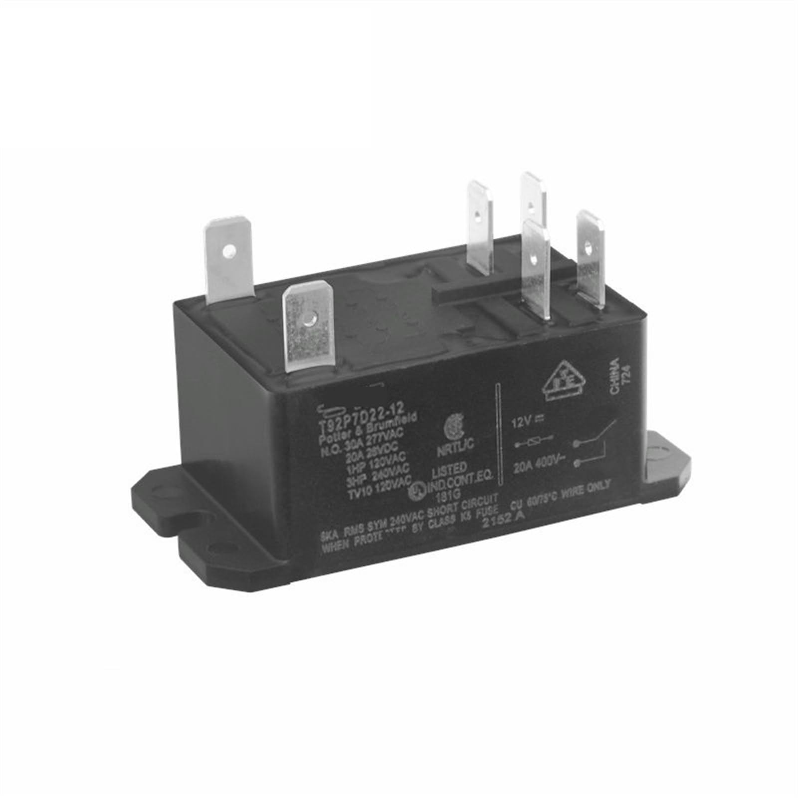 Relais à usage général T92P7D22-12 DPST-NO 6PIN pour circuits imprimés industriels