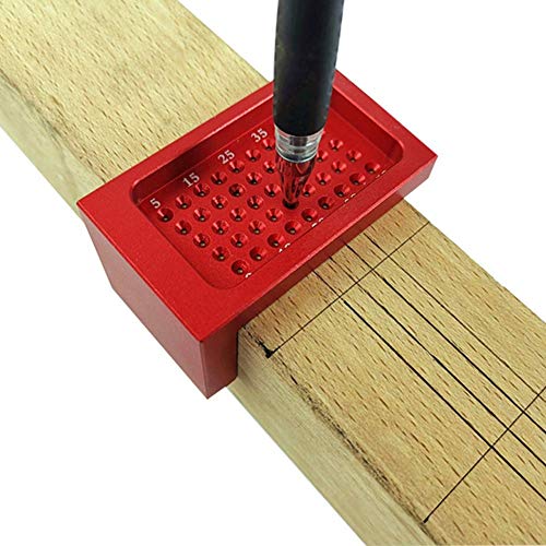 WE-WIN TS-2 Scriber Zimmerei T-Type Holzbearbeitung Markierung Lineal Loch gekreuzt Gauge, Rojo, 68 * 40 * 9 mm