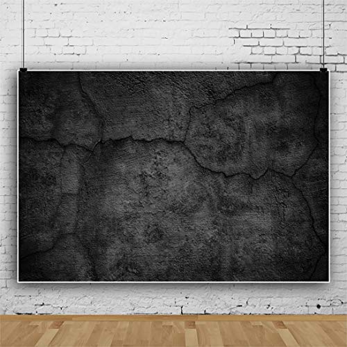 Yongfoto 5X3Ft Abstract Backdrop Black Grey Concrete Wall Backdrop Grunge Old Cement Wall Background For Photography Black Brick Backdrop Abstract Art Child Baby Professional Photo Background #TOP2
