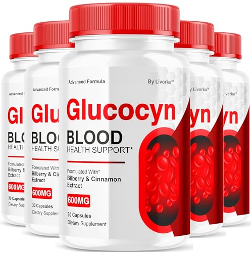 (5 Pack) Glucocyn - Glucocyn Capsules Glycogen Support Official Gluco Cyn Supplement Pills Health & Wellness All Natural Ingredients Glucosyn Plus Premium Advanced Formula 150 Capsules For 5 Months
