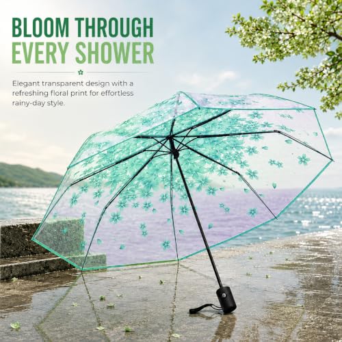 Image of Contacts Transparent Windproof Travel Waterproof Canopy, Strong Fiberglass Frame Portable Umbrella for Rain