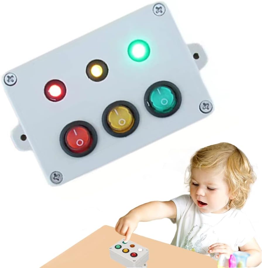 Montessori Busy Board Accessory for Toddlers,Led Light Switch Busy Board Parts Educational Early Education Child Toy DIY Accessory with Screw Interactive Sensory Toy for Toddlers Child Kids