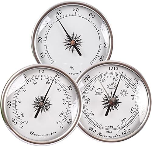 3 in 1 Barometer Thermometer Hygrometer, 2.8in Portable Weather Station Set, Wall Mount Embedded Air Pressure Gauge Fishing Accessories Tools-Silver