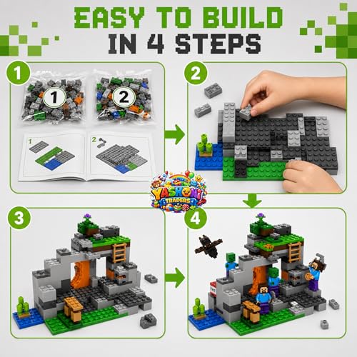 Image of Yashoni Building Blocks Toy Set for Kids | DIY STEM Construction Bricks with Mini Figures, Creative Models & Educational Play Set| Blocks Game (253, The Zombie Cave)