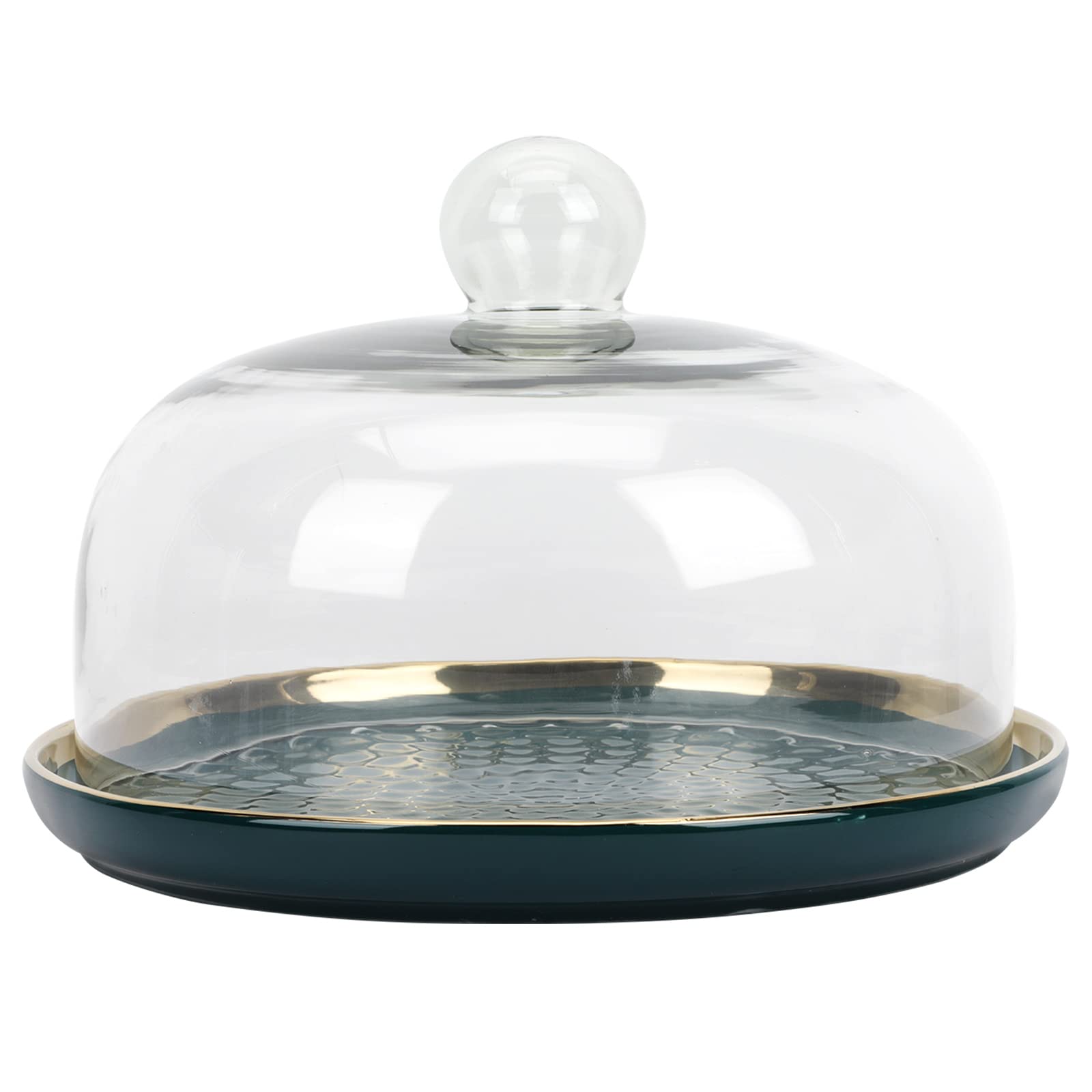 Présentoir à gâteau en céramique avec Cloche en Verre,Assiette en Porcelaine avec Cloche à gâteau,Cloche à gâteau,Cloche à Fromage,Cloche en Verre,Couvercle Alimentaire de 10"