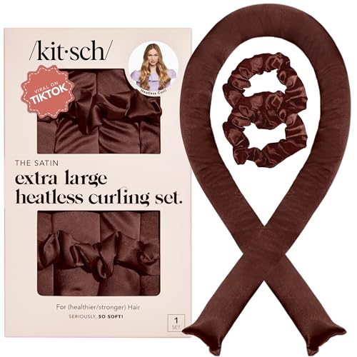 Kitsch Satin Heatless Curling Set XL - Heatless Lockenwickler Stirnband für Langes Haar Lockenwickler über Nacht, Locken über Nacht, Heatless Curls Band, Lockenband, Locken Ohne Hitze