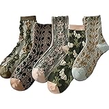 blumentopf vintage gestalten Floral Knit Pattern Socks --- Retro floral Stickerei, umweltfreundliche Druck und Färbung, weich, warm und pelzigen, einfach auf alle Schuhe zu setzen.