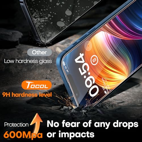 Image of TOCOL for iPhone 13 Screen Protector /iPhone 16e Screen Protector 9H Hardness Military Grade Shatterproof HD Tempered Glass Full Coverage Easy Installation 2 Pack
