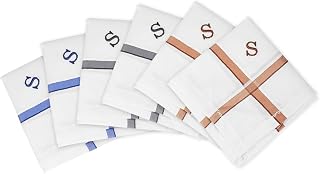 Winnie Premium Cotton Men’s Handkerchief Set with Elegant Stripes & Letter P Monogram – Soft Breathable Pocket Square Hank... Price In India