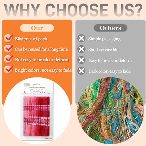 Image of Embroidery Floss,12 Skeins Red Embroidery Thread,Friendship Bracelet String for DIY Making,Embroidery Crafts