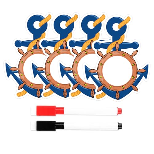 Cruise Ship Door Decorations Set Anchor Car Magnets with 2 Pcs Paint Pens for Carnival Cruise Refrigerator,8 Pcs