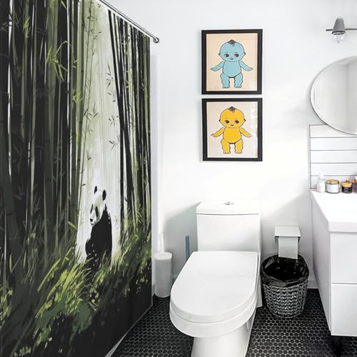 Rideau de douche en tissu polyester de qualité supérieure 168x183cm motif panda durable - 3