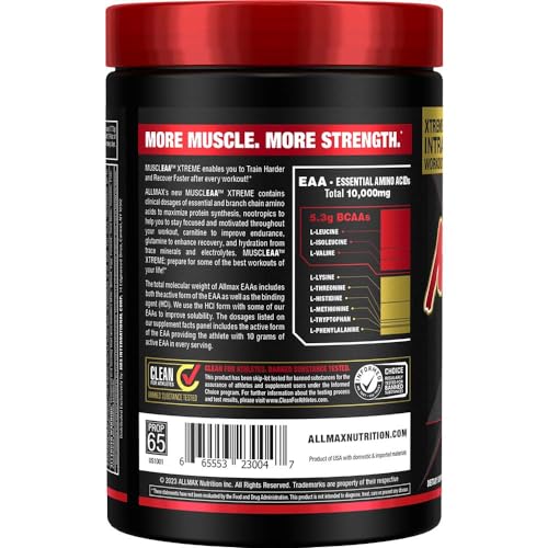 Image of ALLMAX MUSCLEAA Xtreme, Cherry Limeade - 532 g Powder - Provides EAAs, BCAAs & Hydration - Up to 30 Servings