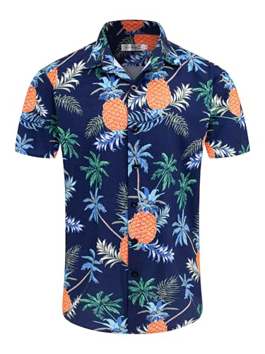 Image of Yoimira Hawaiian Shirts for Men, Print Mens Casual Short Sleeve Button Down Shirts Floral Aloha Beach Shirt