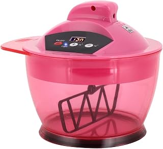 Tazón para mezclar el color del cabello, Mezclador de colorante eléctrico Mezclador automático de crema de tinte Kit de teñido para teñir el cabello para uso doméstico(Rosa roja)