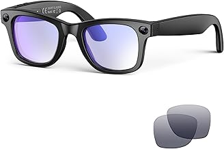 AI Smart Glasses with Camera and Bluetooth,8MP 2K HD Camera Glasses,AI Voice Control,AI Photo Recognition and Translation,Smart Anti-Blue Light Glasses,IP67 Waterproof for Driving,Outdoor,+2 Lenses.