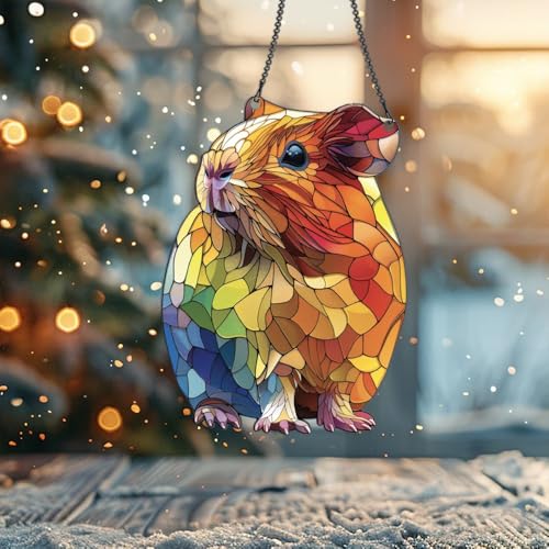 Image of Guinea Pig Ornament Gift for Piggy Lovers Christmas Window Hanging Decor