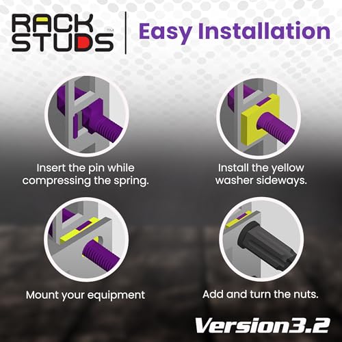 Image of Rackstuds P20 Series II - Server Rack Screws 20-Pack | Cage Nut Replacement Purple 3.2mm /0.126 inch | A Faster, Easier Solution for Rack mounting Gear in 19 inch Racks with Square Punched Vertical Rails