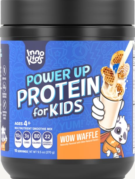 InnoSuppsPower Up Protein for Kids Wow Waffle Flavor: Delicious Whey Nutrition, Parent-Approved, No Artificial Additives.