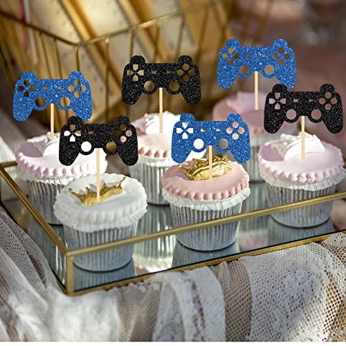 Ambishi 24Pcs Video Game Cupcake Toppers, Game Theme Baby Shower / Kids Birthday Party Decoration, Game Controller Cupcake Picks For Boys Men Birthday Party Favors Decor #TOP4