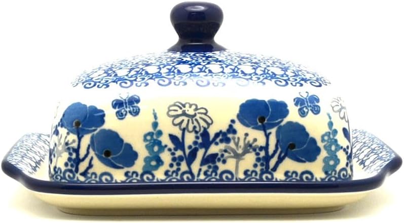 Polish Pottery Butter Dish - Evening Poppies