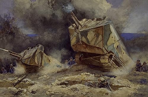 Affiche impression d'art Attaque d'infanterie et de chars à Saint Chamond François Flameng 60x90