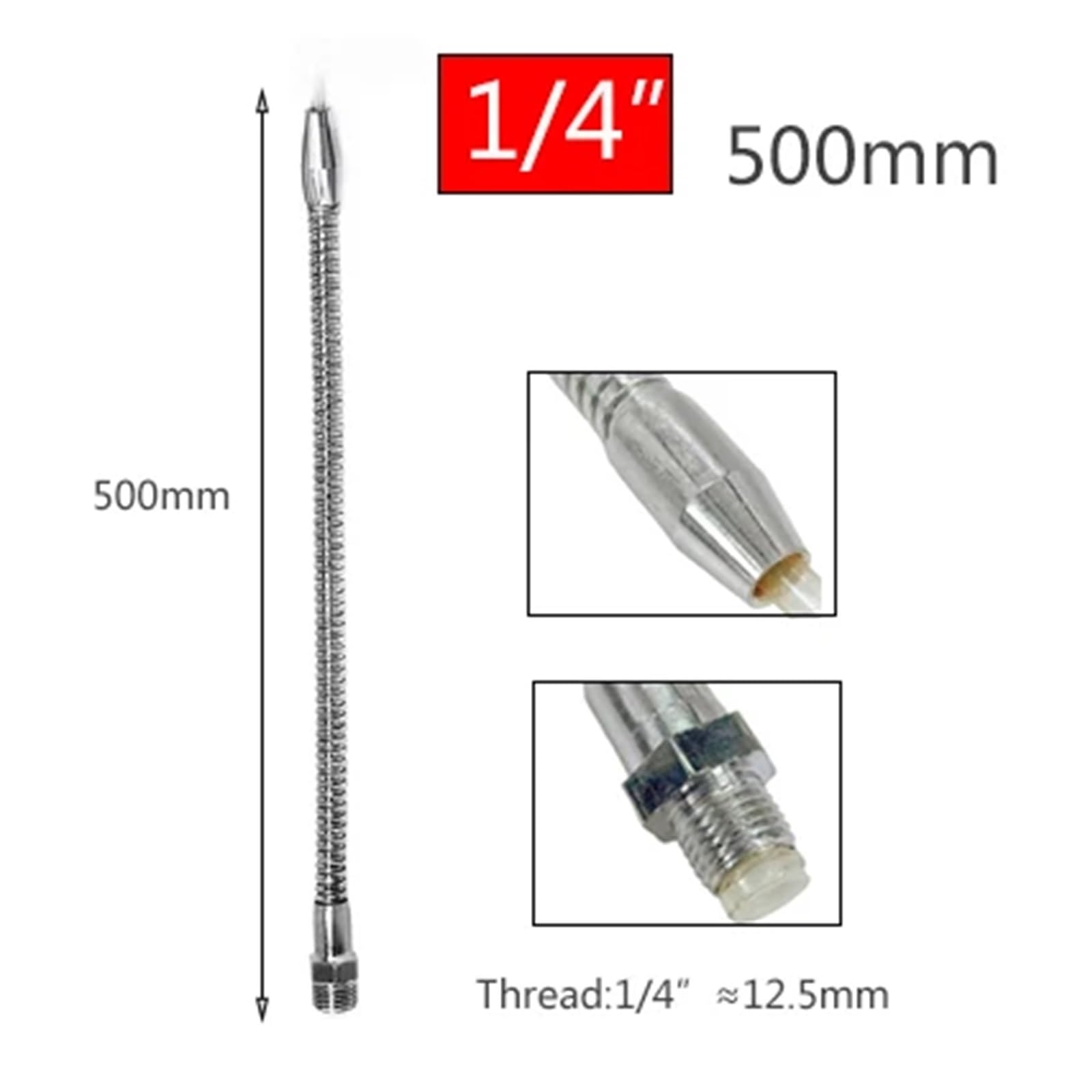 Tubo Flexible de Metal for refrigeración de aceite y agua, boquilla de pulverización de refrigeración de rosca de 300mm-700mm, cabeza redonda de 1/4, 3/8 y 1/2 for máquina CNC/millin(1/4 500mm)