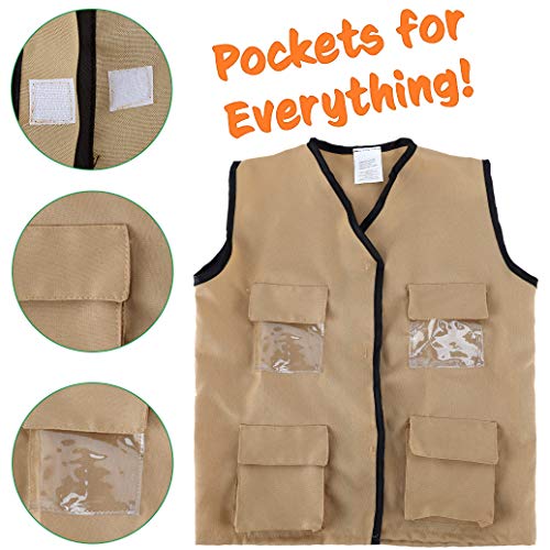 Liberty Imports Junior Backyard Safari Explorer Costume Role Play Set, Washable Cargo Vest and Outdoor Adventure Camping Gear Kit and Accessories For Kids