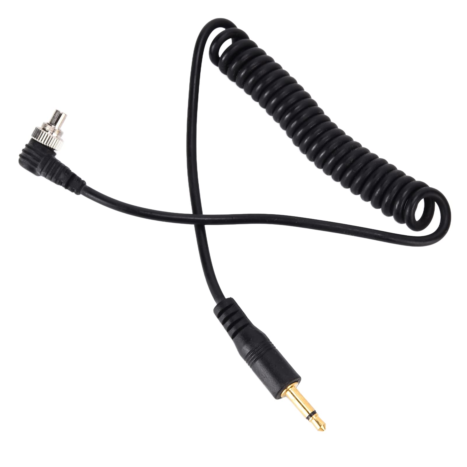 Akozon 2 Szt. Uniwersalny Kabel do Synchronizacji Flash PC 3,5 Mm na Męski; Zwinięty Przewód Z Blokadą śrubową Do Aparatów Cyfrowych