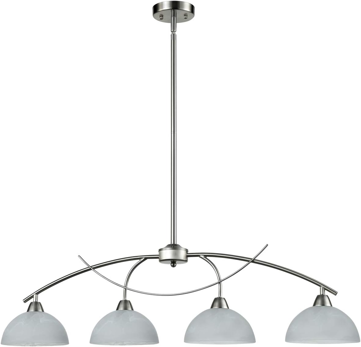 Black Friday - 80% OFF DAYCENT Contemporary Alabaster Frosted Glass Pendant Light Kitchen Island Chandelier Hanging Ceiling Lighting Fixture, Brushed Nickel, 4-Shade