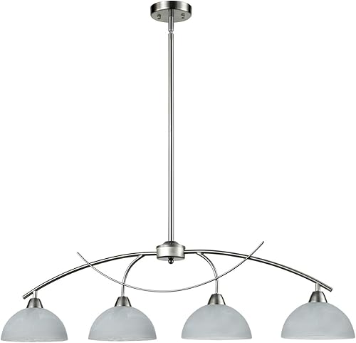 Miniatura 6 de DAYCENT Iluminación colgante de vidrio esmerilado de alabastro contemporáneo para isla de cocina, lámpara colgante de techo, 4 luces, níquel