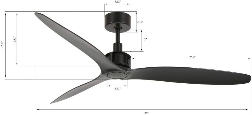 Lucci Air 212915010 Viceroy Ceiling Fan, 52 Inch, Matt Black with Matt Black High Performance ABS Blades