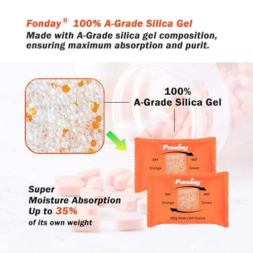 500g x 2 packs Fonday Rechargeable Silica Gel Car Dehumidifier Fast Reactivate Desiccant Bags, Large for Gun Safe Closet Basement Garage Storage Moisture Absorber - Image 3