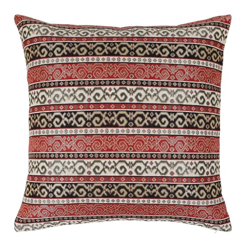 pillowerus Tapestry Stylish Red-Black 20"x20" Pillow Cover Sham Slipcover Ethnic Kilim Aztec Pattern Throw Decorative for Home Decor, Sofa, Couch, Porch, Patio, Window Seat