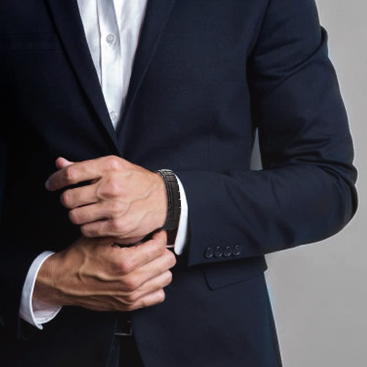 JFUME Bracelets en cuivre pur pour hommes Bracelets magnétiques 4in1 Elements avec outil pour enlever les liens 8.5" Ajustable
