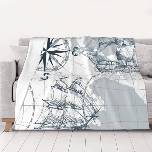Couverture en flanelle lit canapé plaid toutes saisons imprimé bateau