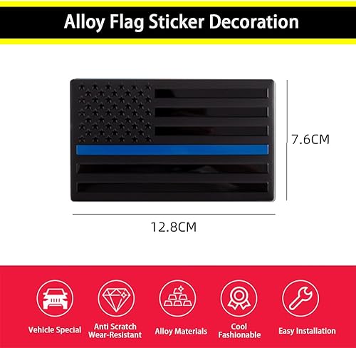 Miniatura 7 de XMUINT - Emblema de metal de la bandera estadounidense, paquete de 2 calcomanías patrióticas militares de 5 pulgadas, parachoques de aleación,