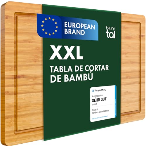 Tabla de cortar Blumtal, 100% de bambú resistente y aséptica.