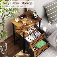 LOAKEKEL Night Stand, Small Nightstand with Charging Station — image 5