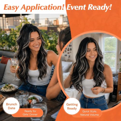 Image of Sunny Hair Clip in Hair Extensions Real Human Hair Black Ombre Balayage