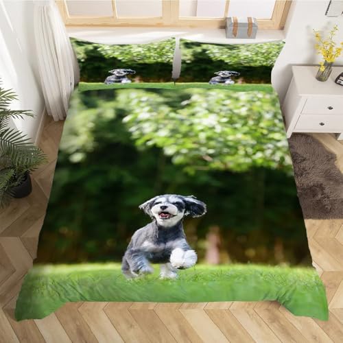Housse de couette 200x200 Schnauzer anti-glisse avec fermeture éclair