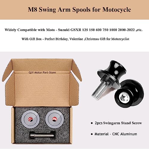 2Pcs 8Mm M8 X1.5 Motorcycle Swing Arm Sliders Spools Cnc Swing Arm Stand Screw, Fit With Suzuki Gsxr 600 750 1000 (Black) #TOP2