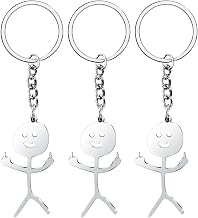 Stainless Steel Funny Doodle Keychain Finger Pendant Keyring Long Distance Friendship Jewelry Gift for Men Women