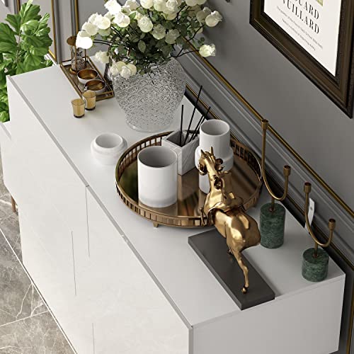FAMAPY High Gloss Chest of Drawers 6 Drawer Dresser, Modern and Contemporary Glossy Dresser for Bedroom White (46.1”W x 15.7”D x 30.7”H)