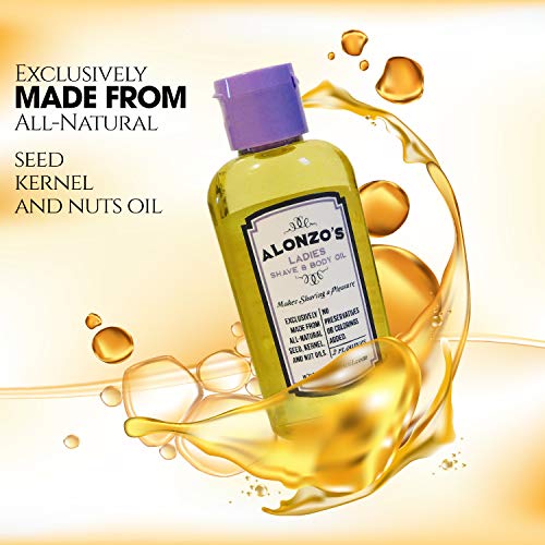 Alonzo’s Sensational Shave - Shaving Oil For Women (2 Oz Bottle) All-Natural Pre-Shave & After Shave Oil For Smooth Legs And Soft Bikini Area - Moisturizes & Calms Irritated Skin From Razor Burn #TOP1