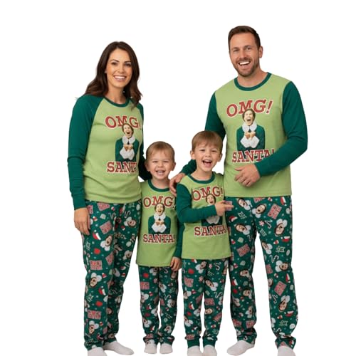 Elf Pajamas For Family - Matching Christmas Pajamas Adult & Kids Pjs Buddy The Elf 2-Piece Pajama Set Official Product Green
