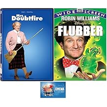 Robin Williams Comedy Double Feature Flubber & Mrs. Doubtfire 2 DVD Set Includes Cinema Movie Time Glossy Print Art Card